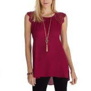 WHBM NWOT Silk & Lace High-Low Blouse